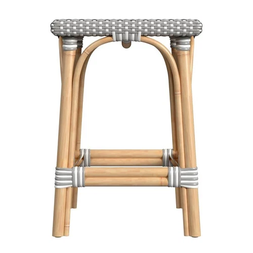 Butler Specialty Company Riviera Square 24"H  Rattan Counter Stool - Gray/White - Picture 3 of 7