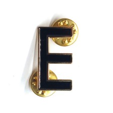 Letter E Initial Enamel Pin Black Alphabet Monogram Personalized Name Typography