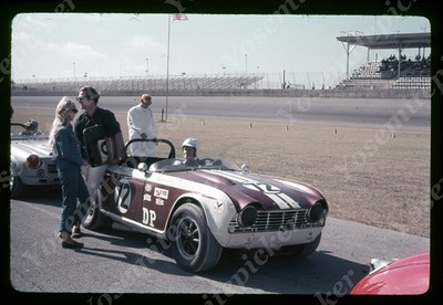 sl13 Original slide 1967 Daytona Speedway Triumph race car sepia 766a