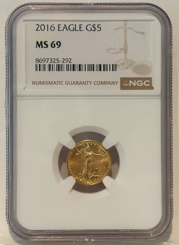 2016 $5 1/10 oz American Gold Walking Liberty Coin MS69 NGC