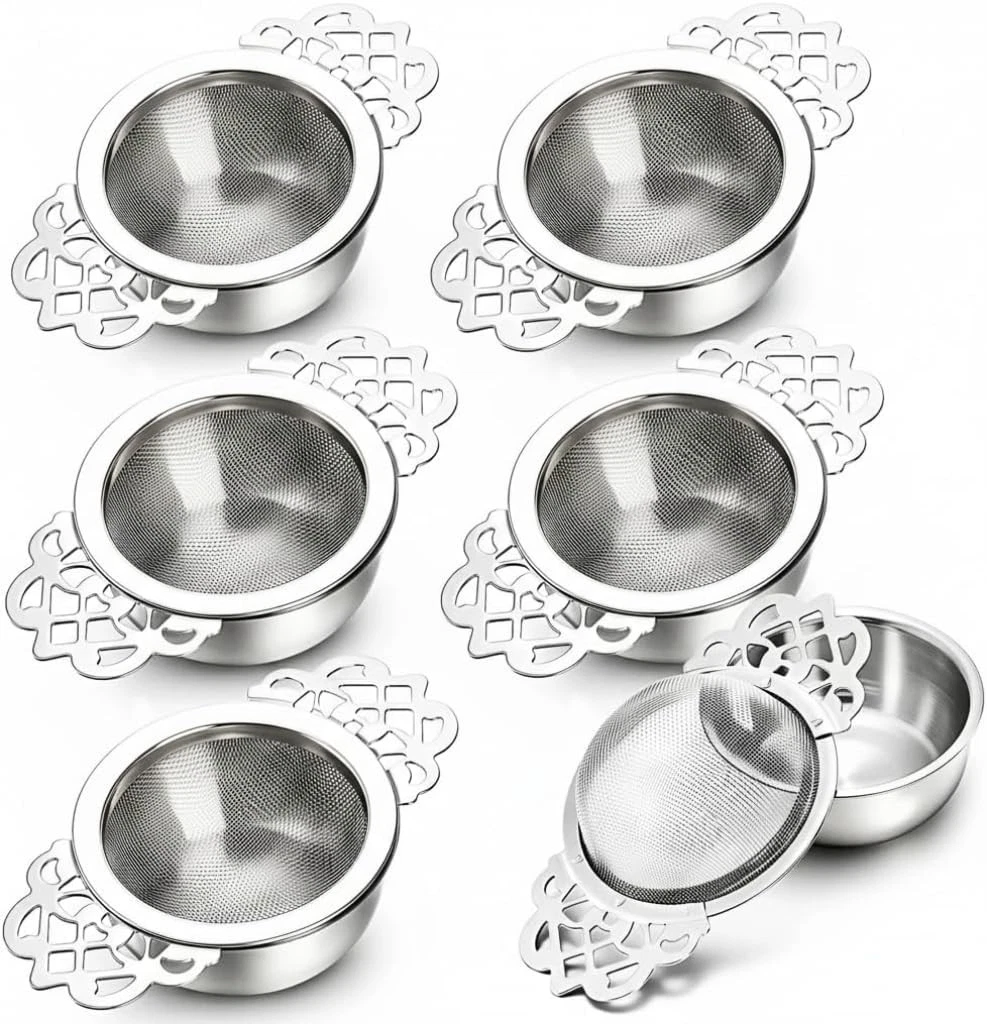 6 PCS Mesh Tea Filter Strainer Stainless Metal Infuser Drip Bowl 2.5 Inch