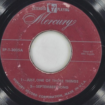 BILLY DANIELS Torch Hour MERCURY EP-1-3035 G+ 45 RPM Easy Listening 7'' Jazz