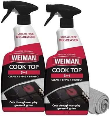 Weiman Cooktop Cleaner Spray 2 Pack Micro Towel Non-Abrasive