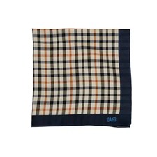 DAKS Classic Cotton Mini Scarf with Check Pattern - Navy