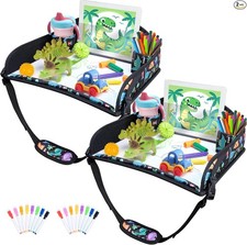 2Pcs Kids Travel Tray for Toddler Carseat, Road Trip -Dinosaur-2Pcs