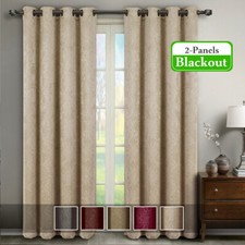 2 Panels 52 x 108" Bella Blackout Weave Embossed Grommet Drapes  Curtains