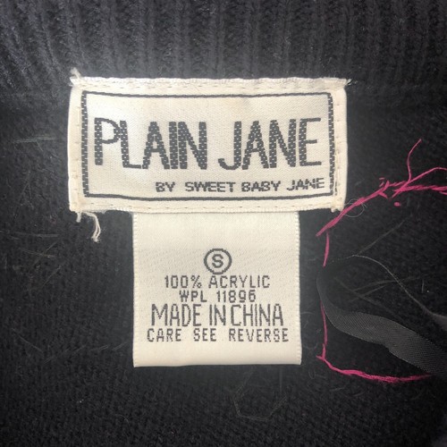 Vtg 90s Plain Jane by Sweet Baby Jane Sweater Dress Small Black Beaded Sequined - Picture 3 of 11