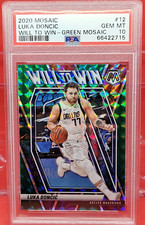 LUKA DONCIC 2020-21 Panini Mosaic Will To Win GREEN Mosaic Prizm #12 PSA 10 GEM