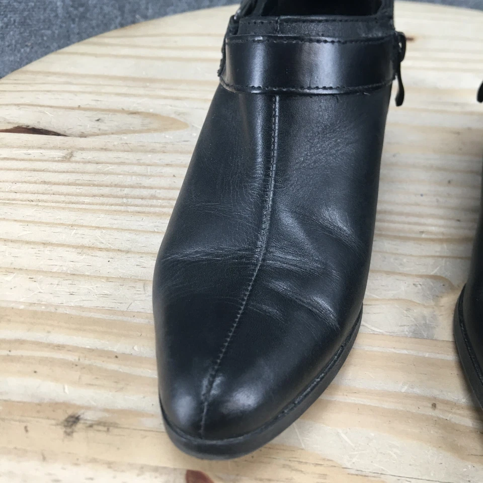 Thom McAn Boots Womens 8 Wide Jorgie Ankle Booties Block Heels Black Leather - Image 4 of 4