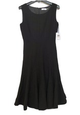 CALVIN KLEIN Size 6 Classic Shift Dress Sleeveless Lined Stretch Black