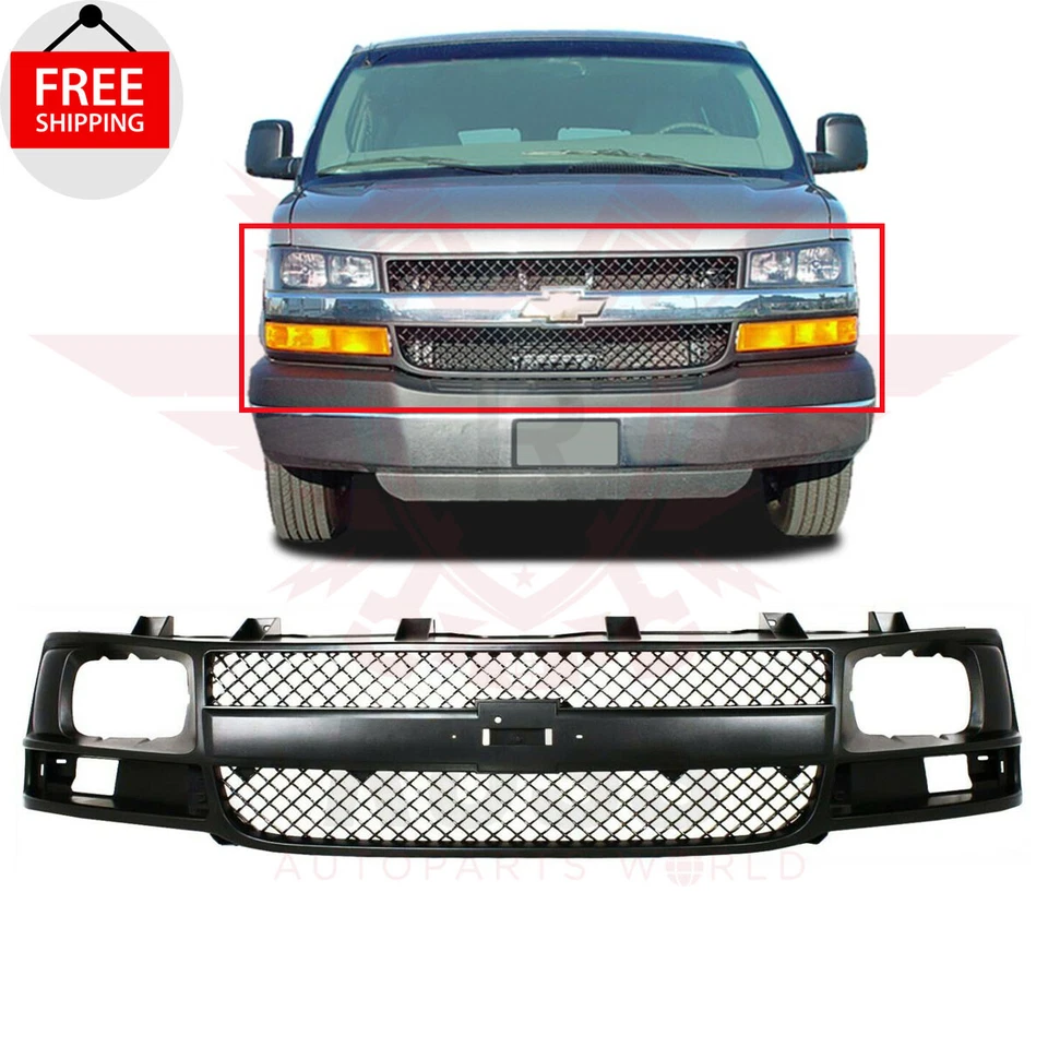 New Front Grill Grille Assembly Black Shell For 2003-2017 Chevrolet Express 2500 Foto 2 de 4