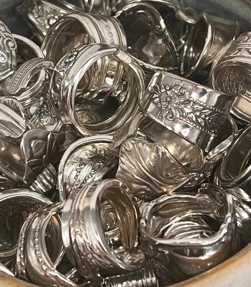 Anillos de cuchara, VENTA AL POR MAYOR, Lote anillos de cuchara, 15 piezas, anillos de declaración hechos a mano  Foto 2 de 4