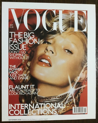 2000 KATE MOSS ON VOGUE COVER PAGE/POSTER Approx Size = (8” x 6