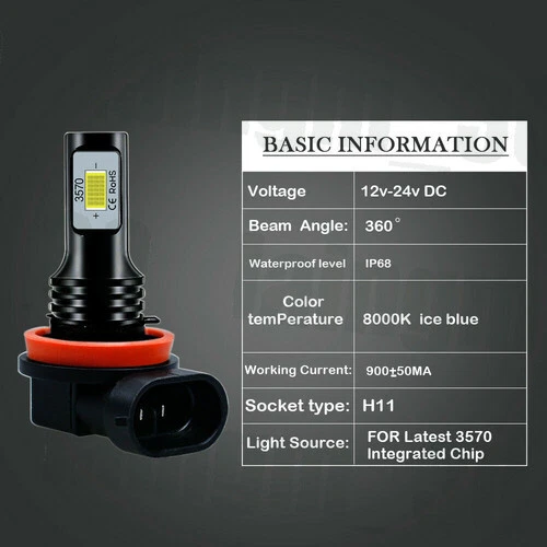 Faro LED 848 1198 1098 R S EVO Panigale 1199 H11 H8 bombillas 8000K para Ducati 848 1198 Foto 3 de 4