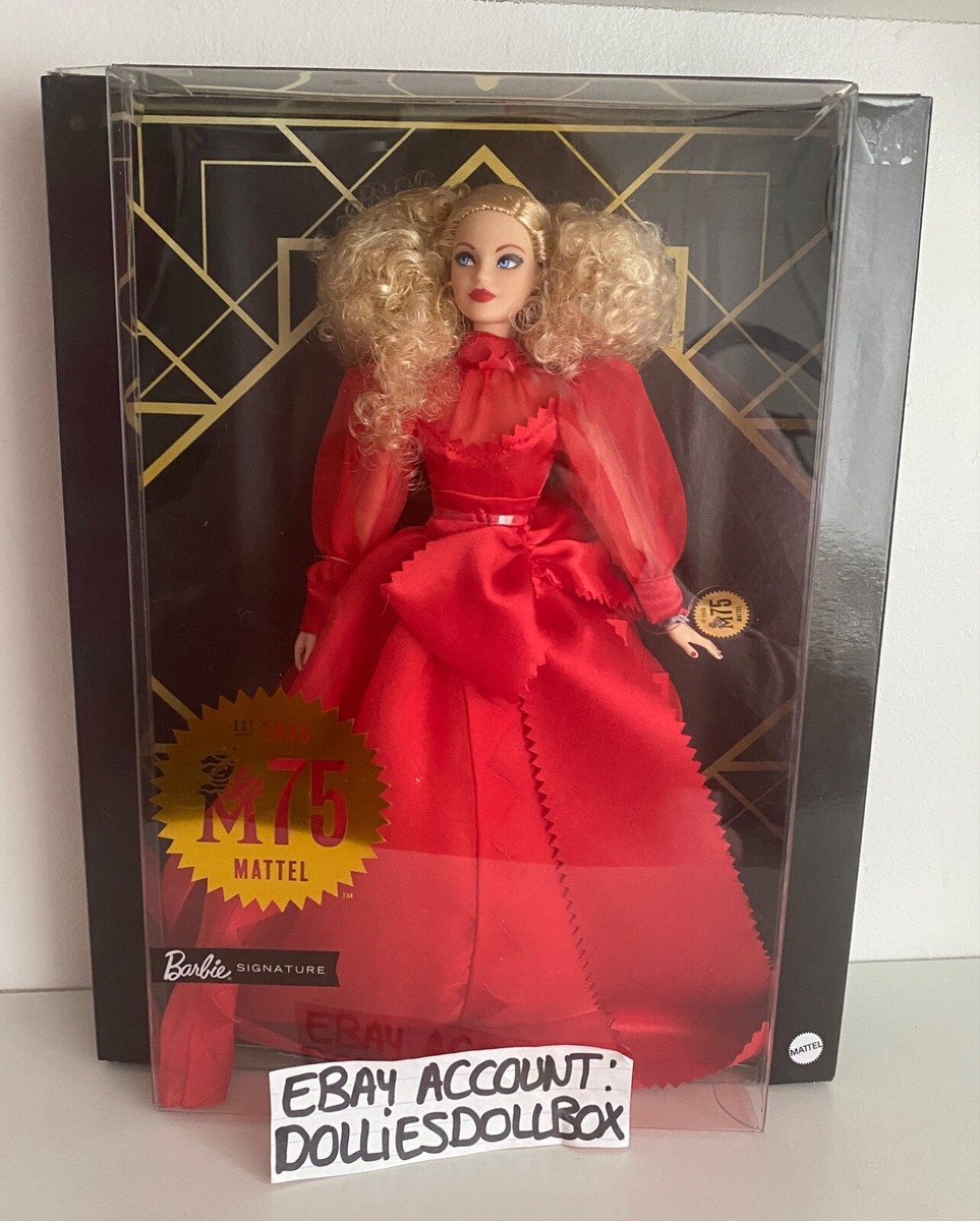 Barbie 75th Anniversary Blonde Hair Red Dress Doll for Ages for