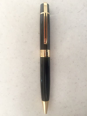 Vintage Profi Glanz Schwarz und Gold KUGELSCHREIBER MIT 2 KOSTENLOSEN MINEN