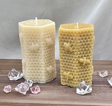 Honeycomb Beeswax Candles, Pure Beeswax Pillar Candle, Cotton or Hemp Wick