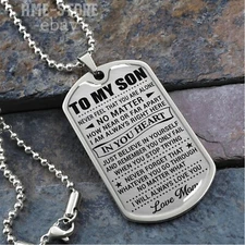 To My Son Dog Tag Necklace From Mom Believe In Confident Gifts I Love You Son 