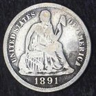 1891-P Seated Liberty Silver Dime 10C- COINGIANTS -