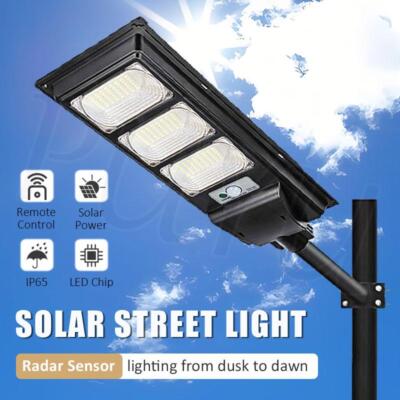 LED Solar Street Light 150W-600W Commercial Dusk to Dawn Road Lamp+Pole Sensor