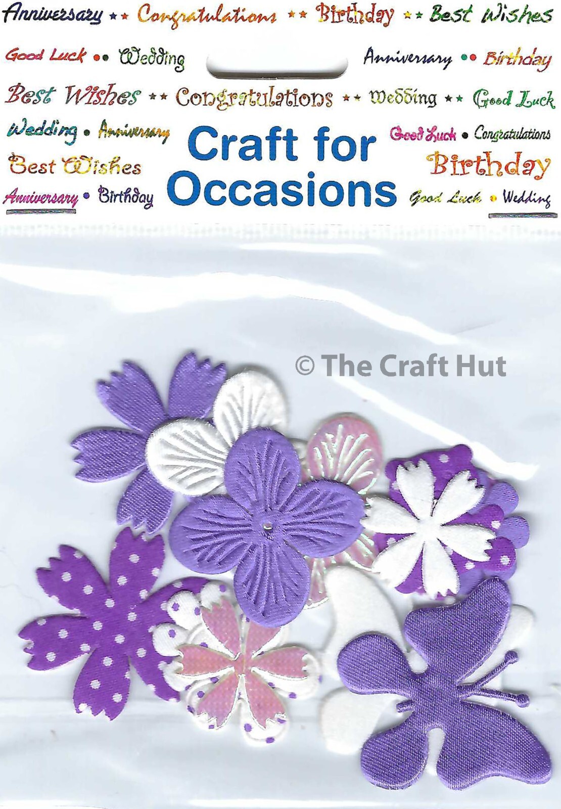 Trimits Craft Embellishments Scrapbook Card Making Purple Flower Mix New