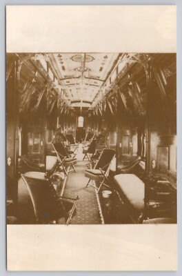 Railroad Train Pullman Palace Sleeping Car Interior, Vintage Postcard