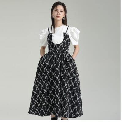 women Floral suspender dress A-line skirt High waisted without collar  Fashion | eBay