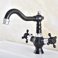 Kitchen Wet Bar Bathroom Sink Faucet Black Silver Brass Single Hole enf491