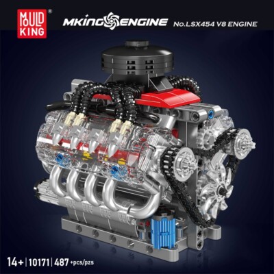 Mould King 10171 Mini V8 Engine 487 Teil Klemmbausteine Spielzeug STEM NEU OVP