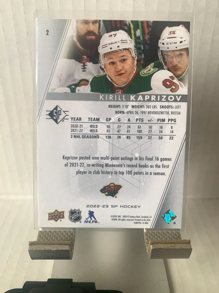 2022-23 SP Authentic Kirill Kaprizov #2 Minnesota Wild - Image 2 of 2