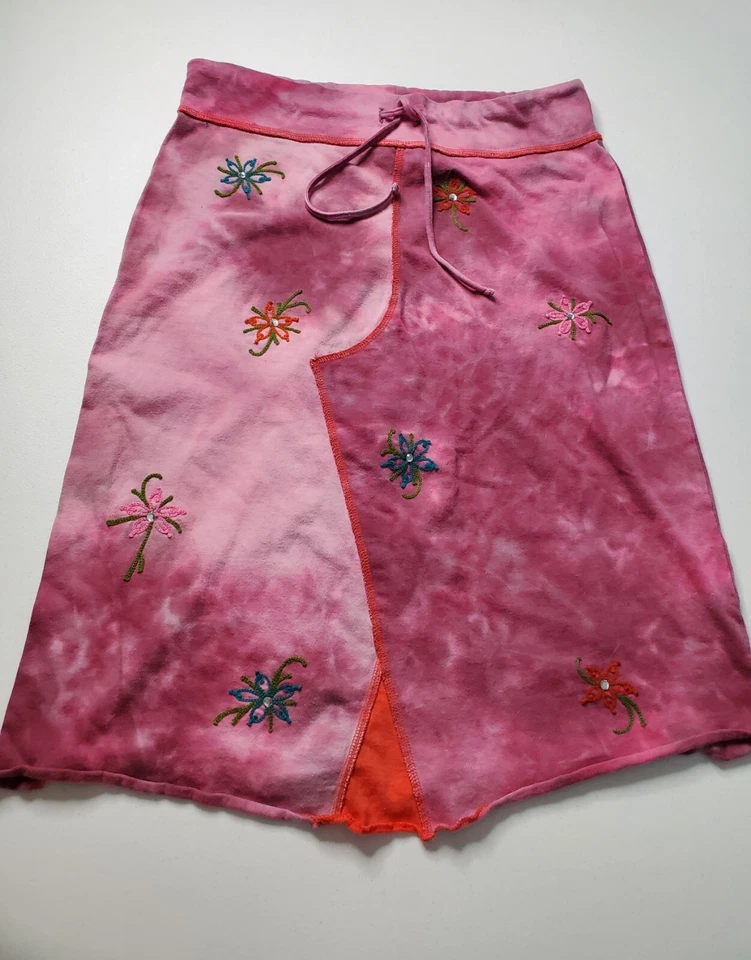 Falda Bohemia Moda Internacional Hippie S Bordada Flores Tie-Dye Cordón Foto 3 de 4