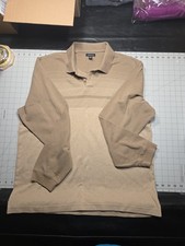 Van Heusen Men's Long Sleeve Polo Shirt size XL Beige Cotton Polyester