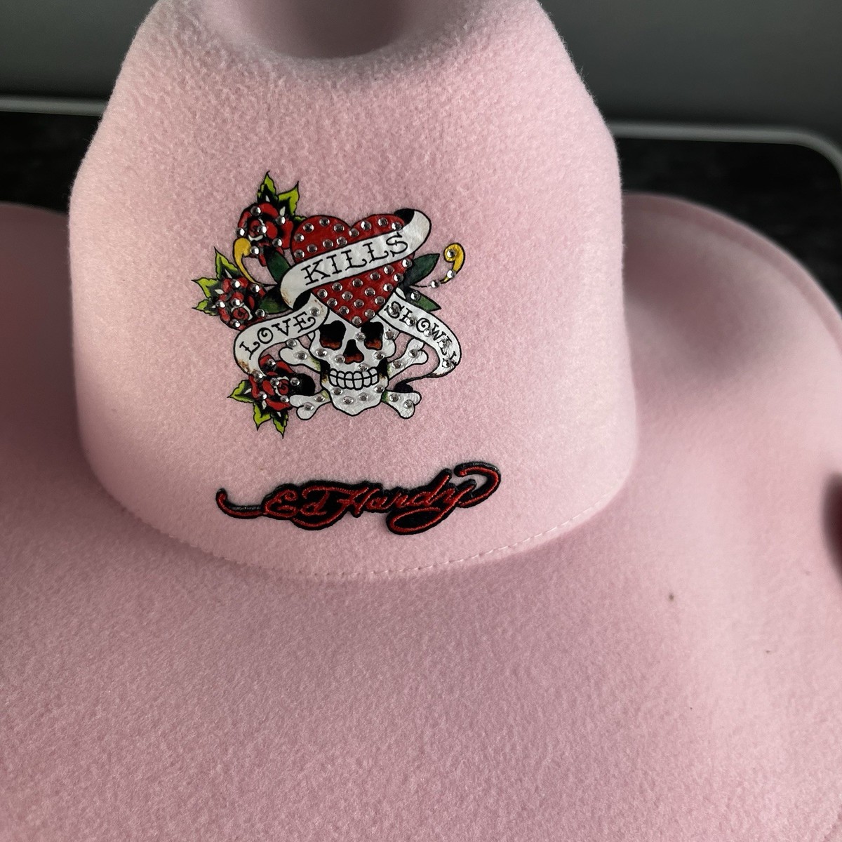 Ed Hardy cowboy hat OSFM Condition = 10/10 Colors = pink red  display picture 2