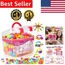 Colorful Snap Pop Beads Jewelry Kit - 520 Pieces for Ages 3-8 - Fun Engaging