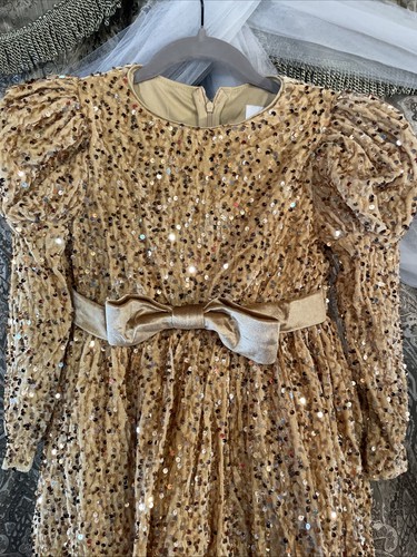 Gold Sequin Dress with Bow, size 11 Youth for Any Occasion event - Picture 3 of 7