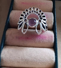 925 Sterling Silver Ring Round Amethyst 5mm Natural  Size 8