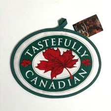 Tastefully Canadian Pot Holder Hand Silk Screened Made in Canada Maple Leaf