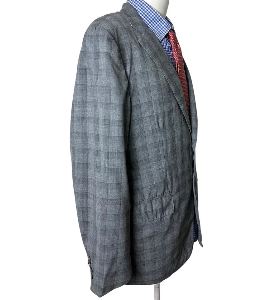 Chaqueta Abrigo Deportivo ISAIA Napoli 2 Botones Gris Lana a Cuadros Italia Hombre’s 44R Foto 4 de 4