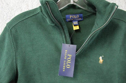 Pullover Polo Ralph Lauren 1/4 Cremallera Niños M (10-12) Cazador Verde Carne Poni Preppy - Imagen 4 de 8