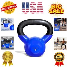 Kettlebell, 5-100 LB Vinyl Coated Cast Iron Strength Training Kettlebells for...