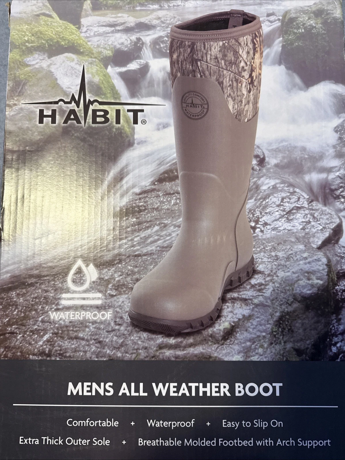 Habit Men's All-Weather Slip On Boots Size 9 Camo FW10065