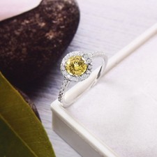 AAA Flawless Yellow Sapphire Gemstone 6x6MM, 925 Sterling Silver Engagement Ring