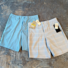 2 Boys PGA Tour Flat Front Golf Shorts Size 12, Blue  Stripe NEW MSRP 72