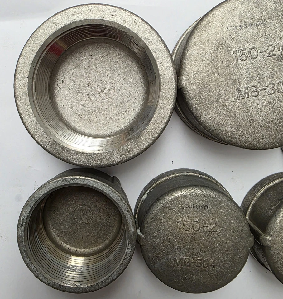 304 STAINLESS STEEL THREADED CAPS, 150#, PACK OF 8 - Image 2 of 3