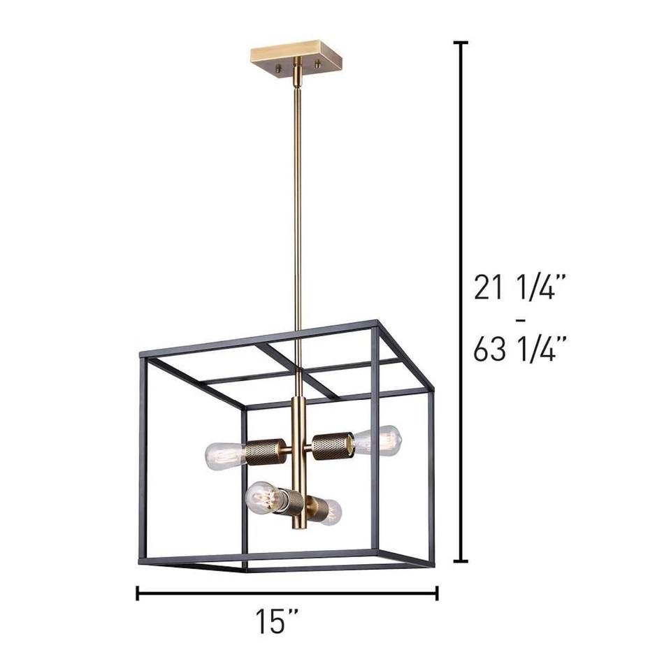 Zelda, спецификация ICH2012B04BKG15, MBK + GD цвет, 4 Lt 15 дюймов ширина стержень люстра, - Изображение 3 из 3