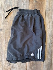 Adidas Athletic Shorts Mens Medium Black Stripe Climalite Drawstring Running Gym