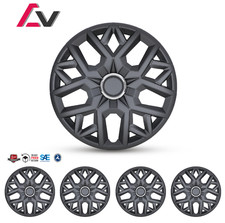 4pcs 14 Pp Universal Hubcaps For Steel Wheel Rims Cover Snap On Matte Black