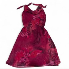 Ombré Tropical Print Maroon Midi Dress