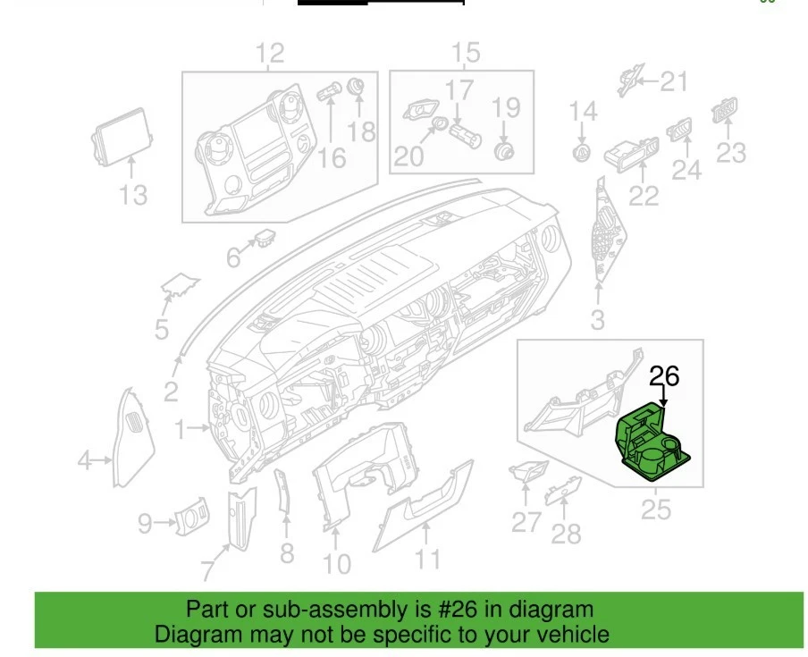 Porta-copos Ford 2011-16 F-250 F-350 F-450 Super Duty BC3Z-2513562-AC aço cinza - Imagem 2 de 4