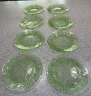 New ListingUranium Glass Green Cherry Blossom Depression Plates 7 Inch x 8